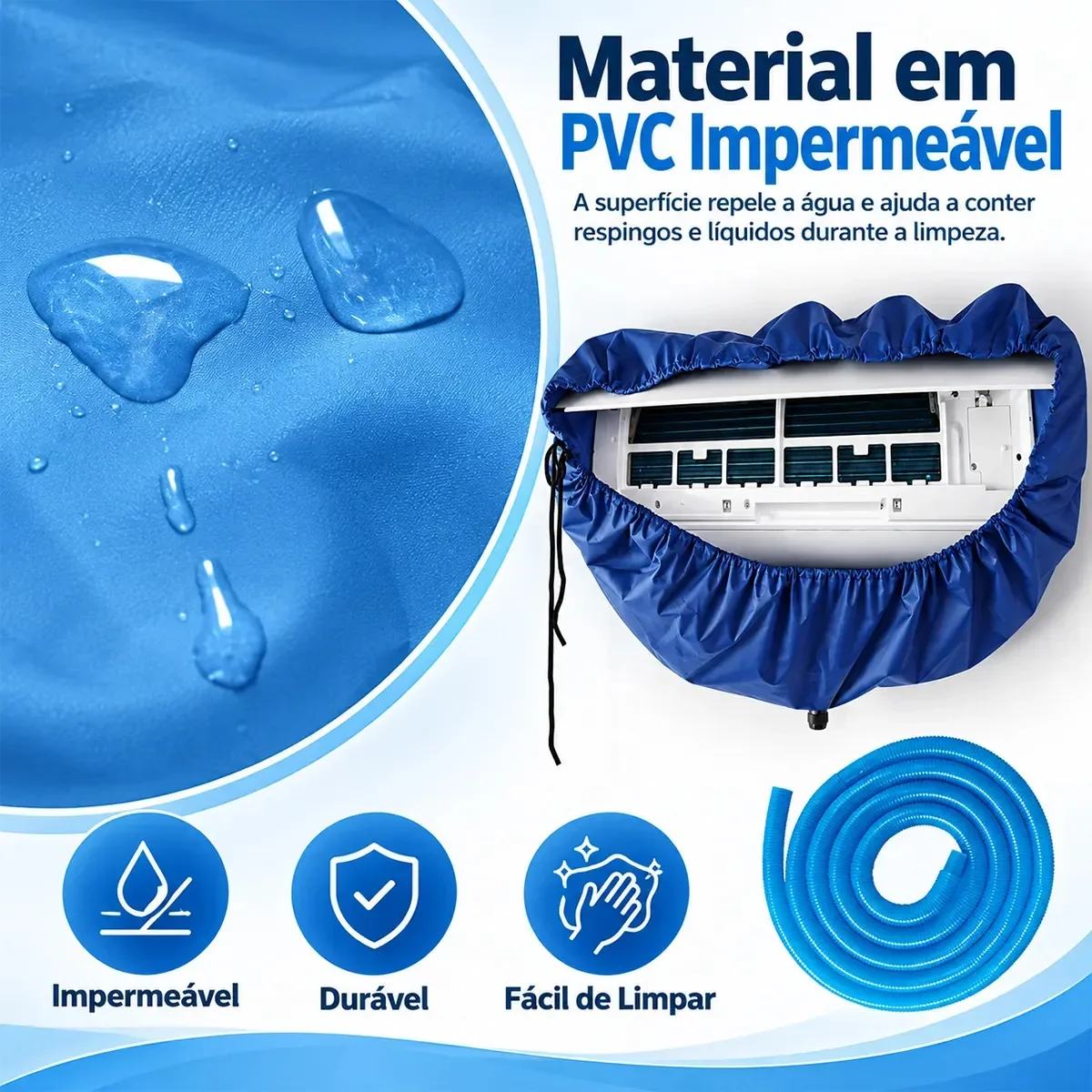 Bolsa Coletora Limpeza De Ar Condicionado Até 30k Btus Azul
