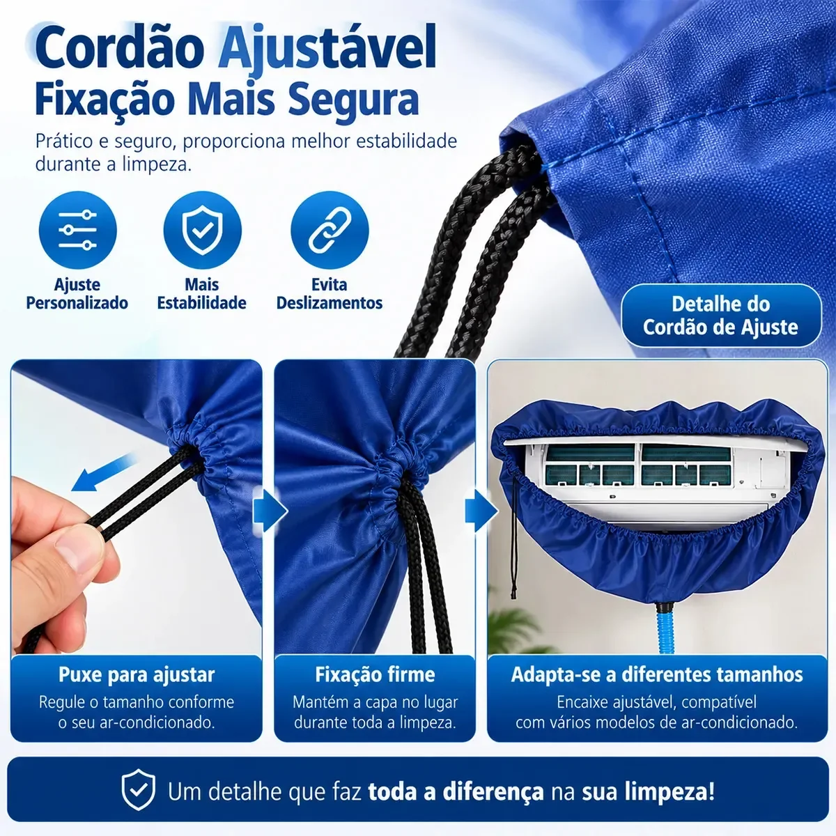 Bolsa Coletora Limpeza De Ar Condicionado Até 30k Btus Azul