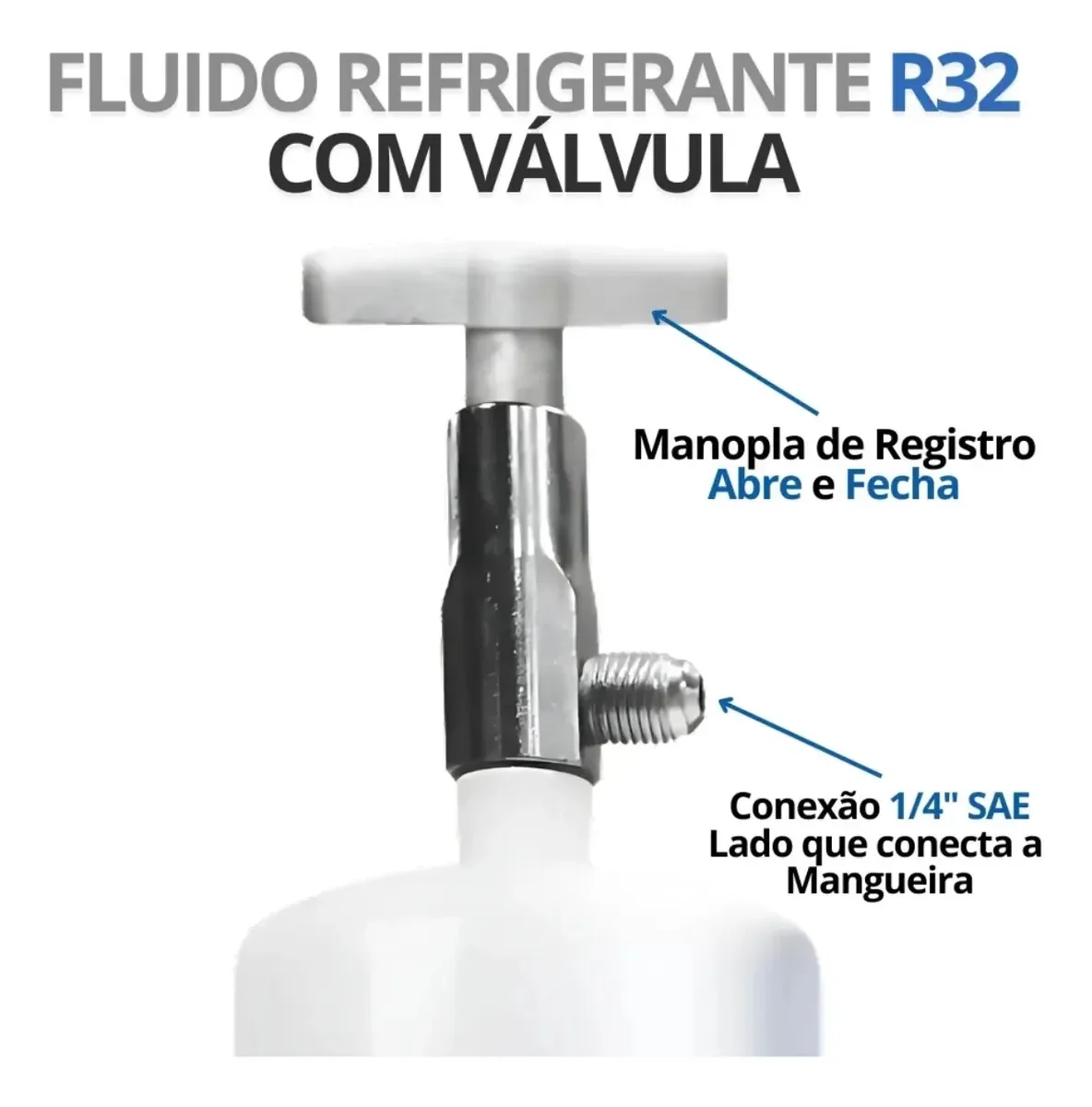 Fluido Gás Refrigerante R32 650g + Válvula Dosadora Ar Cond