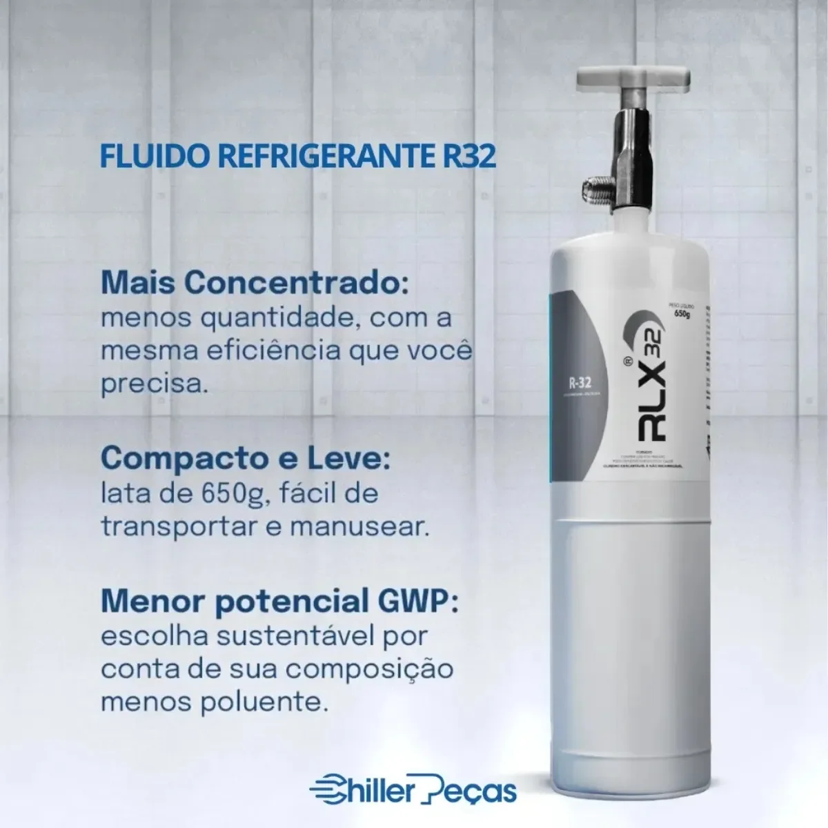Fluido Gás Refrigerante R32 650g + Válvula Dosadora Ar Cond