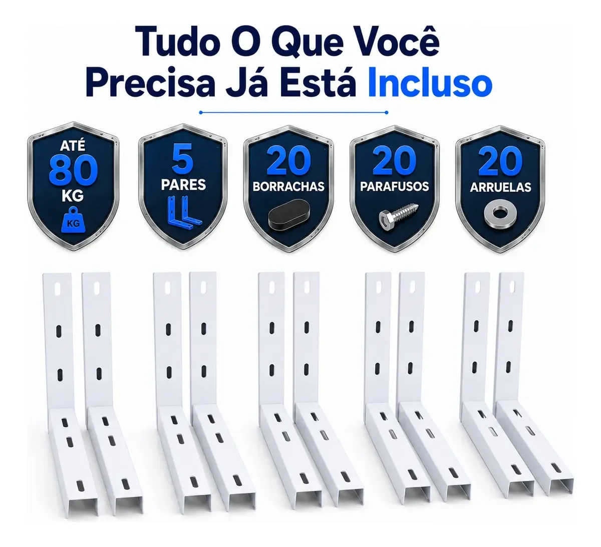 Kit 5 Suportes 450mm Ar Cond Split 12 A 30.000 Btus Ate 80kg