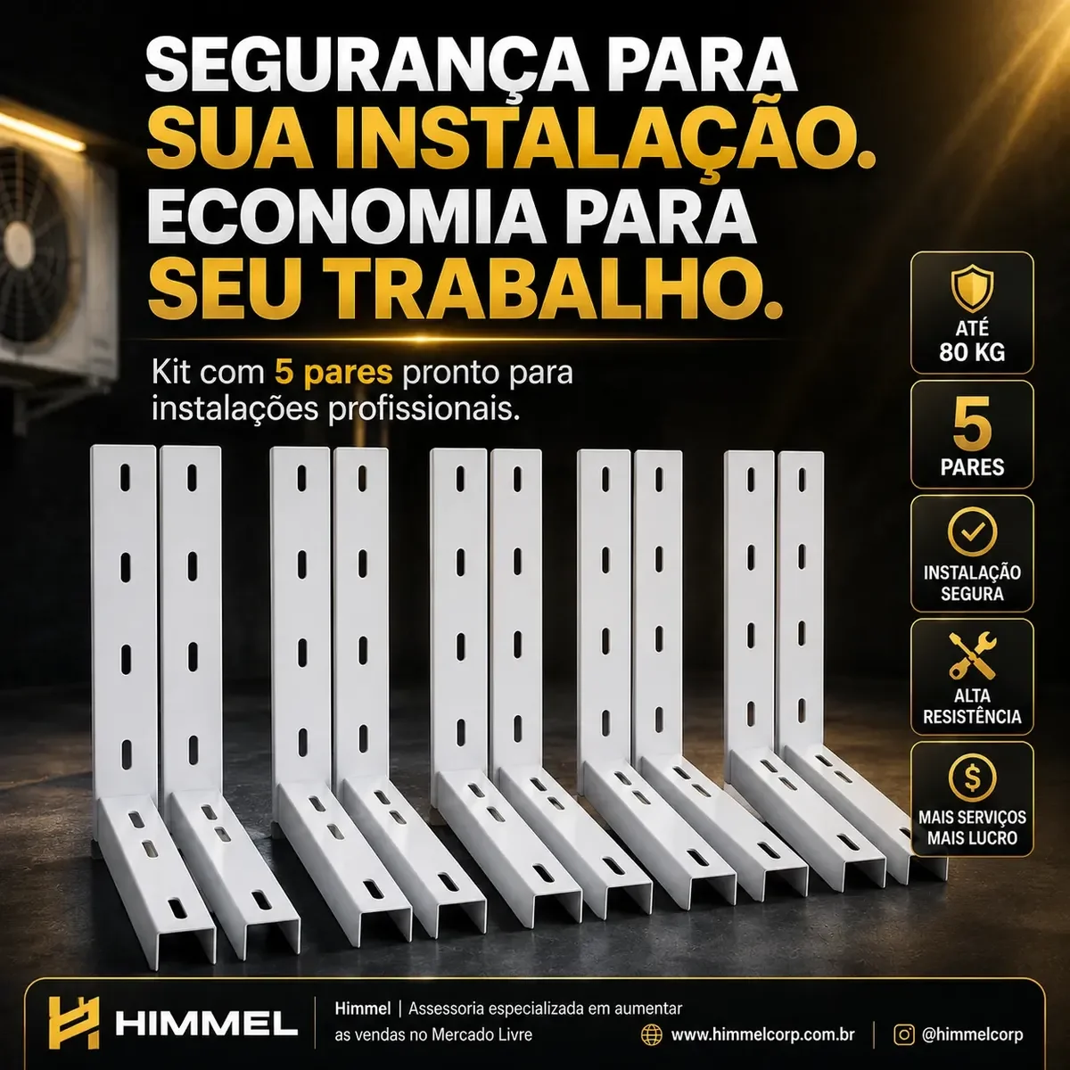 Kit 5 Suportes 450mm Ar Cond Split 12 A 30.000 Btus Ate 80kg