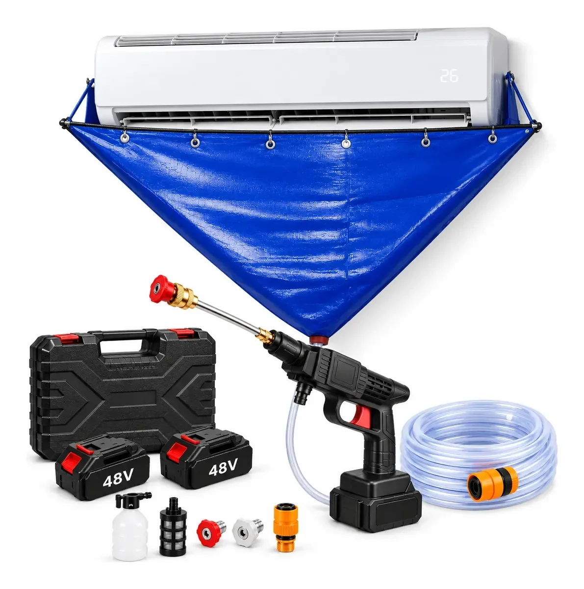 Kit Maquina Para Lavar Ar Condicionado Split +bolsa Coletora Azul