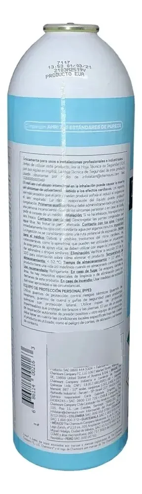 Refil S/ Válvula Refrigerante R134a 1kg Ar Condicionado Auto
