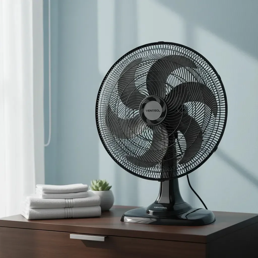 Ventilador De Mesa Turbo 50cm Com 6 Pás Oscilante Preto