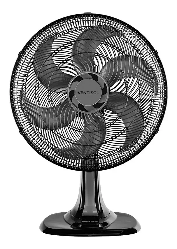 Ventilador de Mesa Turbo 80w 40cm 3 Velocidades e 6 Pás Oscilantes Preto e Prata