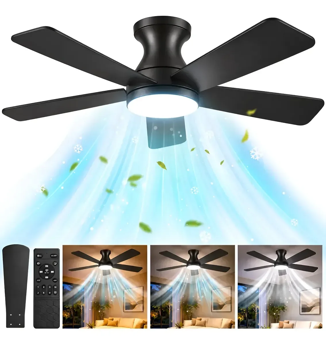 Ventilador De Teto 42 Luz Led Controle Remoto 6 Velocidades