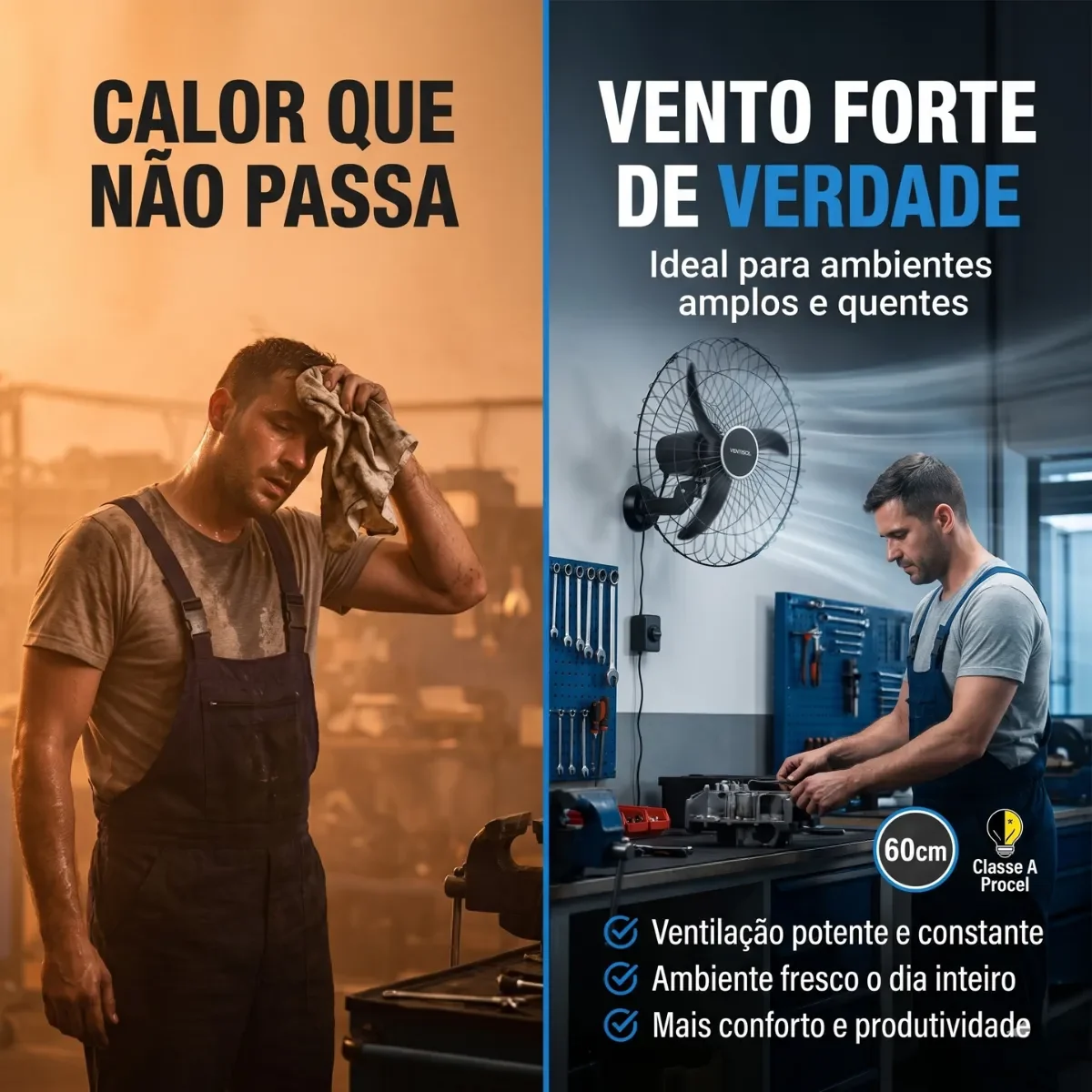 Ventilador Osc Parede Industrial 60cm 127v/220v Grade Aço