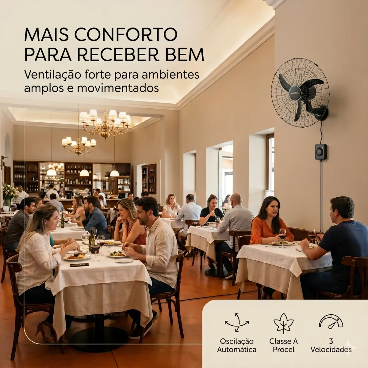 Ventilador Osc Parede Industrial 60cm 127v/220v Grade Aço