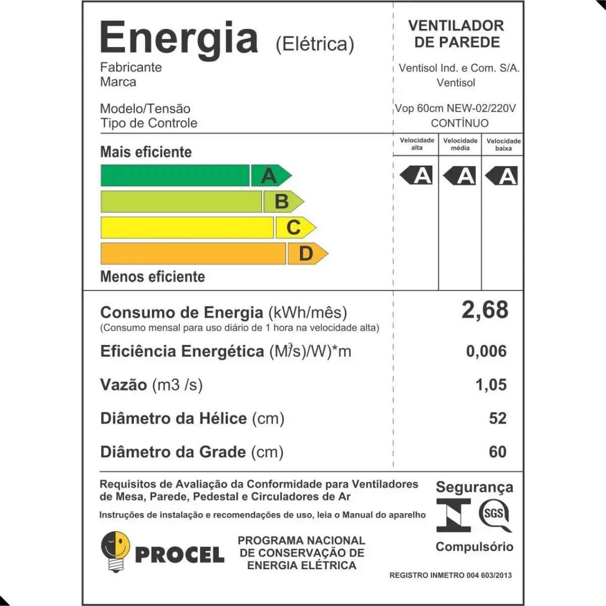 Ventilador Osc Parede Industrial 60cm 127v/220v Grade Aço