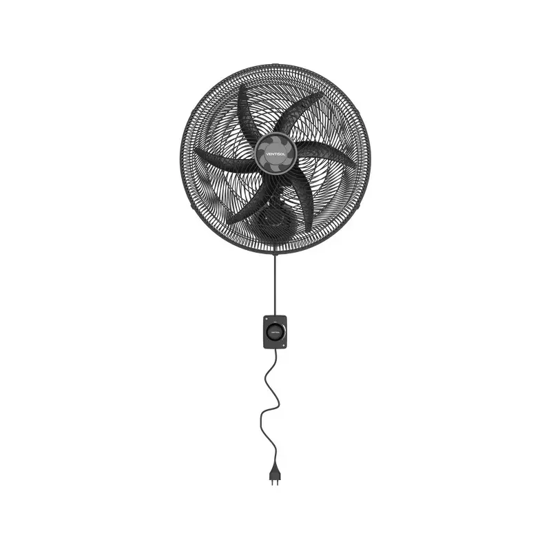 Ventilador Oscilante De Parede 50cm 6 Pás Monta Fácil 135w Preto